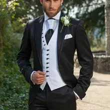 Последние конструкции пальто Брюки Черный Жених Смокинги для женихов Slim Fit Мужская Свадебная вечерняя Костюмы дружки костюм Жених наряд TERNO