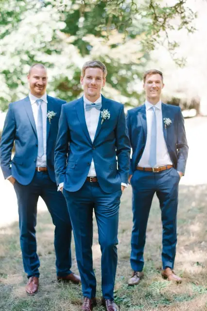 Tailor Made Navy Blue Groom Tuxedos Slim Fit Groomsman Suit Mens Tailor Made Navy Blue Groom Tuxedos Slim Fit Groomsman Suit Mens Wedding Party Suits Bridegroom Best