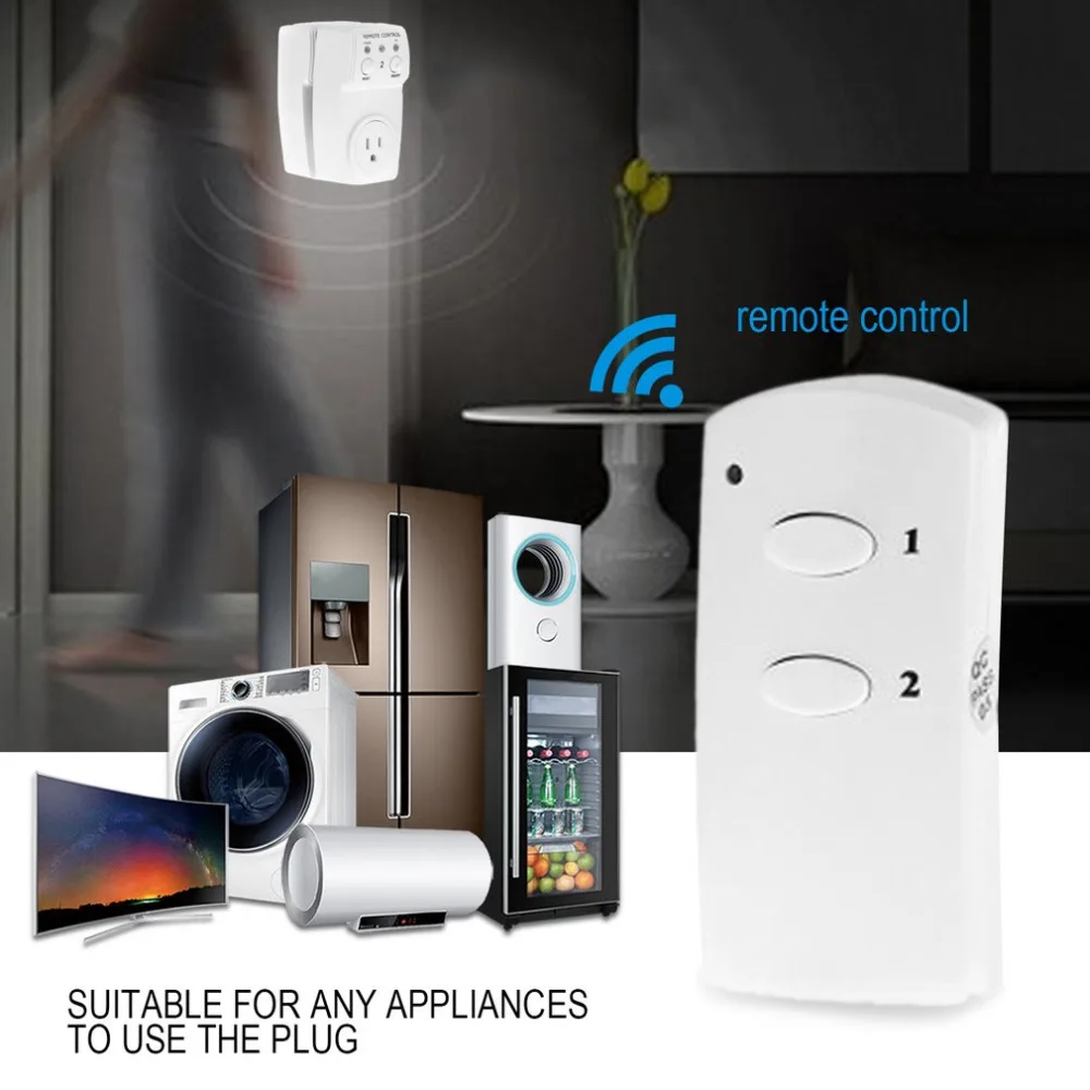 

AC Power Outlet Plug Switch Wireless Remote Control US Plug Smart Outlet Socket 2-Pack Simple White for Home Use