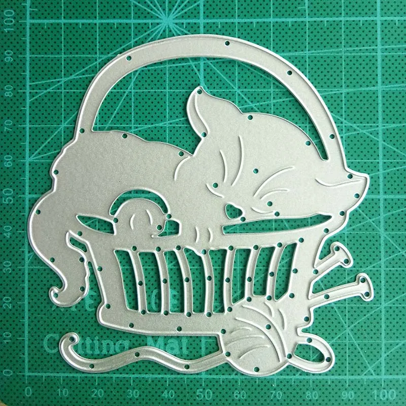 

Hemere Cat & Basket Frame Metal Steel Cutting Dies Scrapbooking DIY Craft Embossing Dies for Making Photo Album Paper Card