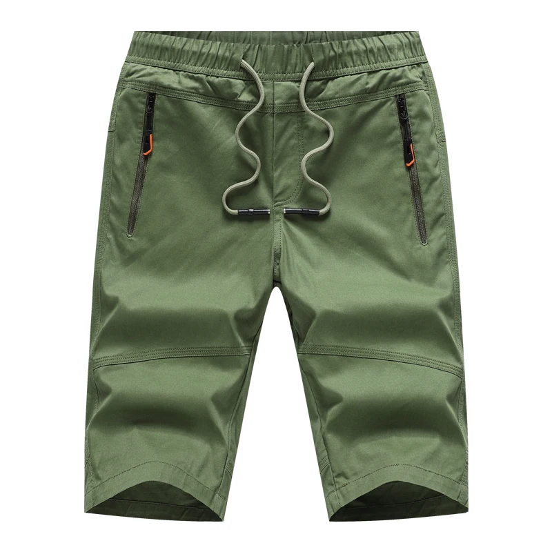 Новые мужские шорты из хлопка мужские укороченные шорты на молнии повседневные летние пляжные брюки однотонные мужские шорты с эластичной талией 4XL уличная одежда