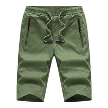 Новые мужские шорты из хлопка мужские укороченные шорты на молнии повседневные летние пляжные брюки однотонные мужские шорты с эластичной талией 4XL уличная одежда