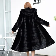 S-6XL, новинка, модная зимняя женская одежда, имитация норки, шуба, женское тонкое пальто из искусственного меха с капюшоном, женский длинный плащ