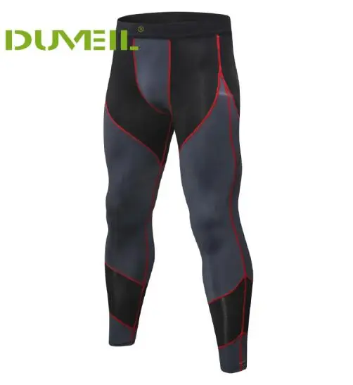 DUVEIL для мужчин PRO tight Running мужские компрессионные брюки с принтом, спортивные облегающие тренировочные быстросохнущие брюки - Цвет: Red