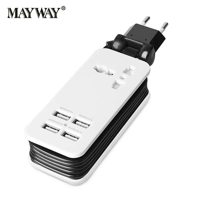 Fast Charging 4 Ports Wall Socket Universal USB Power Strip Portable