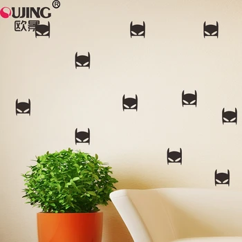 

24pcs/set Easy to Apply Cartoon Batman Shape Wall Stickers For Kids Children Rooms Bat Mask Wall Decals DIY Removable Art Mural