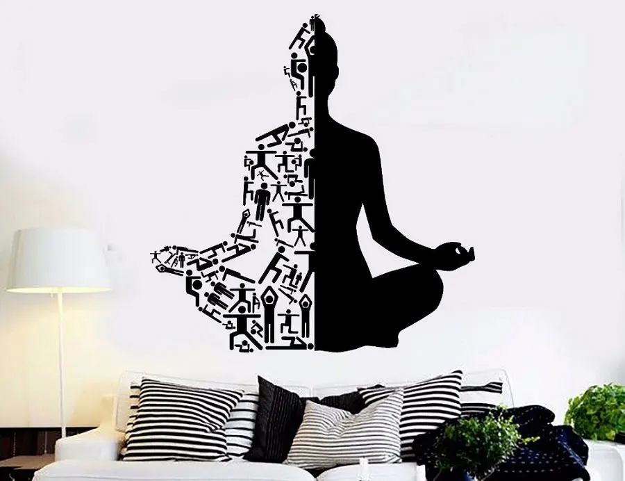 Yoga Art Wall Decals Healthy Lifestyle Sports Wall Sticker Home Decor Gym Wall Art Mural Meditation Yoga Wall Poster YJ20