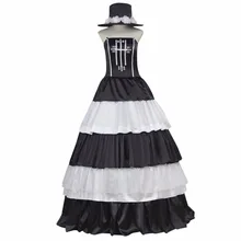 Por encargo de las mujeres dress de una pieza perona de lujo blanco y negro dress cake dress traje cosplay para el vestido de bola partido