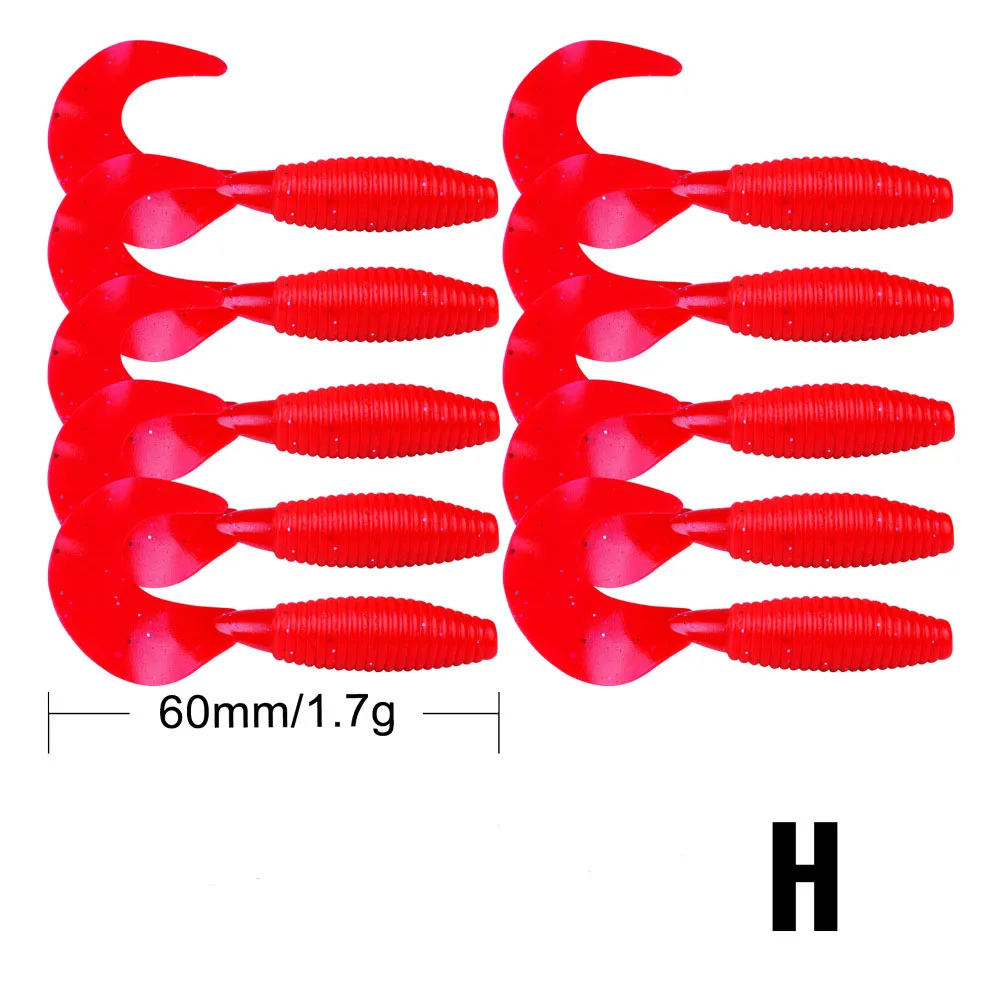 Fulljion 10 шт. мягкие приманки для рыбалки Shads мягкие реалистичные приманки воблеры силиконовый червь джиг голова искусственная приманка Isca Pesca снасти - Цвет: H