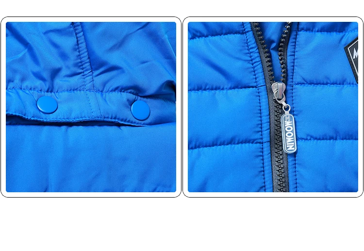 Зимняя верхняя одежда для мальчиков; коллекция года; модная Синяя Зимняя парка из полиэстера с карманами на молнии; теплая зимняя куртка с рисунком Муми-тролля для мальчиков