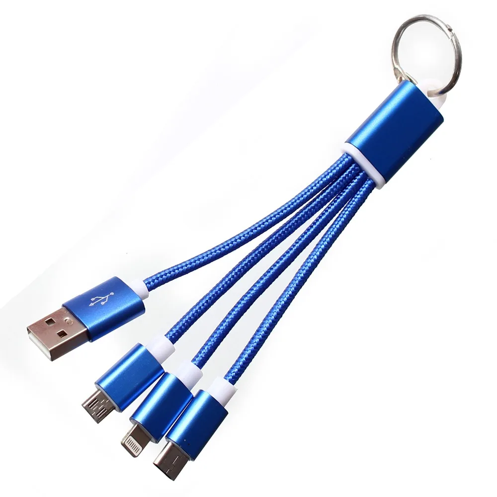 3in1 Braided Keychain Data Cable Fast Charging Charger Cable For Iphone