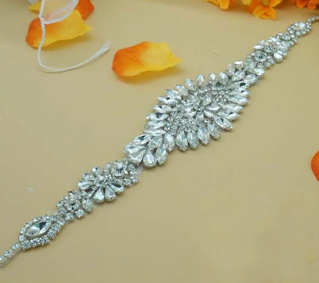 

12pcs/lot Free shipping rhinestone bridal Sash applique, Bridal patches, wedding applique, beaded rhinestone applique