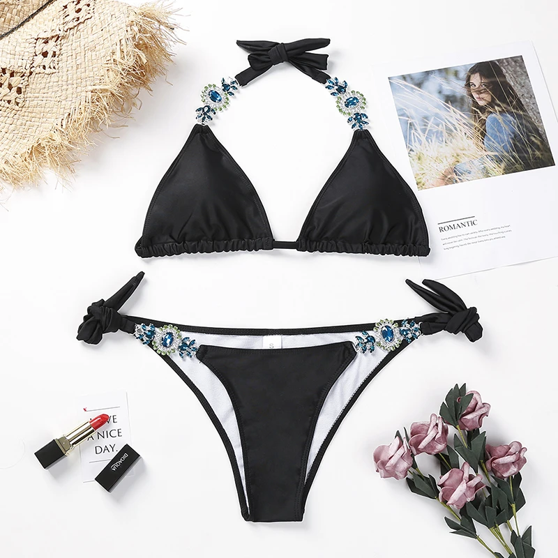 

2017 Green Diamond Banded Bikini Sexy Split Beach Swimwear Suits Ladies Bathing Suit For Women