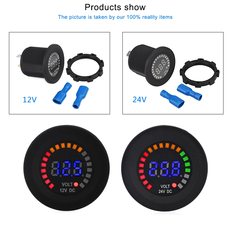 Herorider DC 12 В автомобильный Мотоцикл морской цвет датчик напряжения Авто Мото светодиодный цифровой аккумулятор вольт метр тестер принадлежности для вольтметра