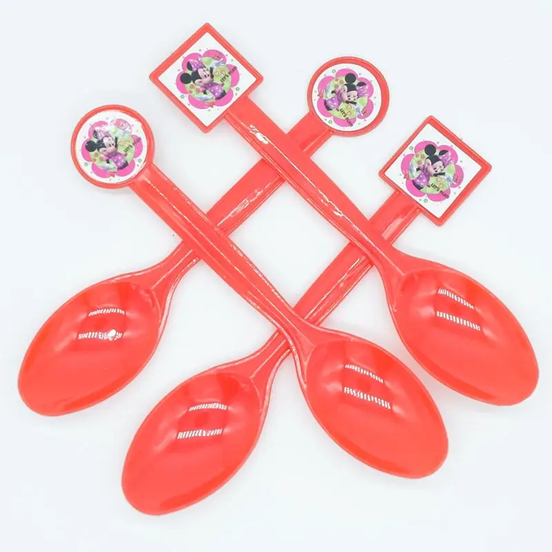 

10pcs/lot Minnie Mouse Party Supplies Disposable Plastic Spoon Kids Birthday Baby Shower Decoration Minnie Mouse