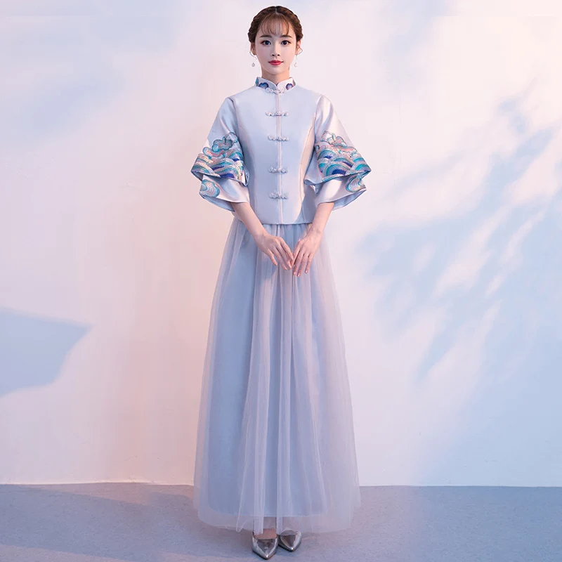 Винтажное свадебное платье подружки невесты Cheongsam современное традиционное в