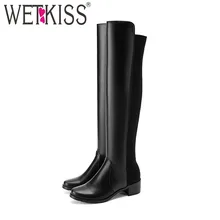 WETKISS/Новинка года; высококачественные женские сапоги до колена; сезон осень-зима; сапоги для верховой езды на квадратном каблуке; женская обувь; большой размер 43
