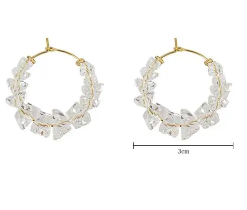 Корейские Кристальные серьги-кольца для женщин и девушек, простая прозрачная круглая серьга круга, модные ювелирные изделия