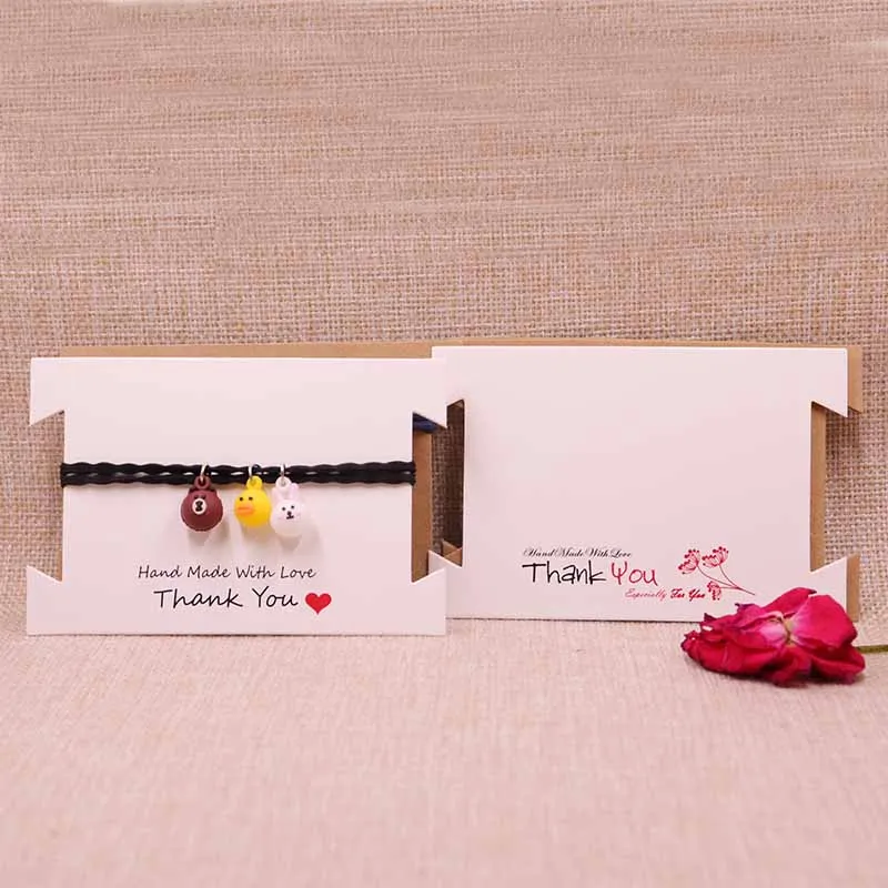 

New design 200pcs/lot White&Brown Thank You Hair Clip&band Card Jewelry Bracelet Display Cards 12x8cm 300gsm Paper Cardboard