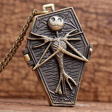 Рождественские карманные часы Джек Скеллингтон Череп Скелет кварцевые карманные часы брелок цепь для женщин и мужчин подарки P304