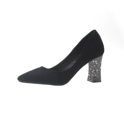 

Small fresh pointed high heels female thick with 2019 new Korean sequins professional work shoes with a single shoes female-1