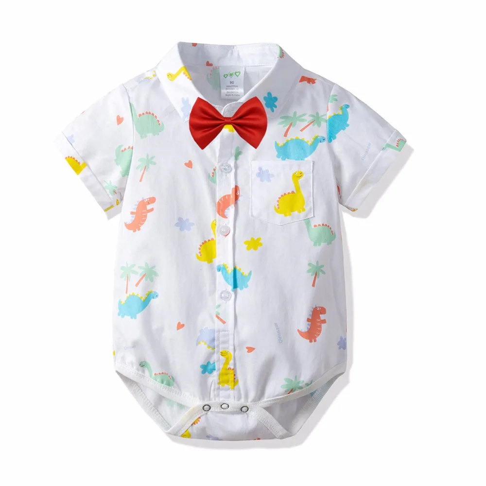 

Summer Gentleman Baby Boy Clothing Cartoon Shirt Newborn Wedding Wear Baby Rompers Short Sleeve Overalls Baby Body Jumpsuit