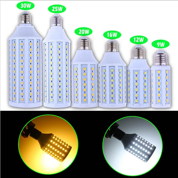 E27 светодиодная лампа 5050 SMD 9 Вт 12 16 20 25 30 теплый белый холодный AC/DC 110 В для