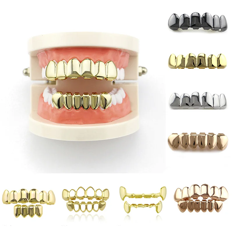 

True Gold Cosplay Party Tooth Rapper Jewelry Gift Hip Hop Gold Teeth Plating Glossy Teeth Grills Punk Teeth Caps