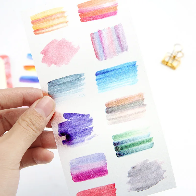6 листов/упаковка Васи бумажные наклейки радужные цветные наклейки для рисования s бумага s хлопья для карт альбом дневник декоративные