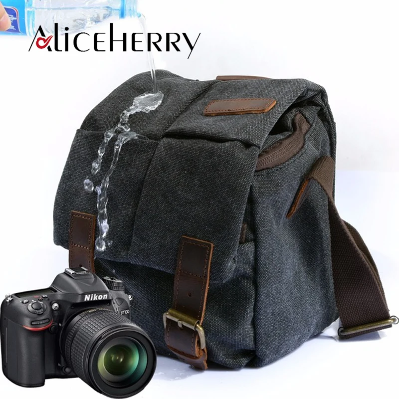 

Men Shoulder Bags Canvas Leather MultiFunction Male Satchel Crossbody Waterproof Micro Single Counter Moisture-proof Camera Bag