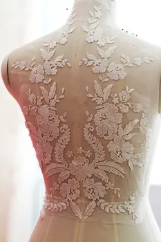 

1 piece French Lace Applique Ivory White Embroidered Bodice Lace Fabric High-end Wedding Dress Accessories Handmade DIY Supplies