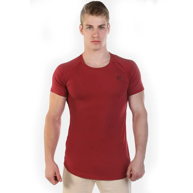 

Men's short-sleeved Cotton Summer Gyms Fitness Slim T-shirt Fashion Casual O collar Moisture Absorption Sweat T-shirt Top