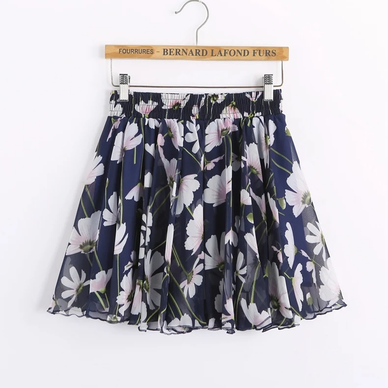 Женские юбки размера плюс, шифоновая юбка с цветочным принтом, S-3XL, летние юбки для больших людей, новое поступление