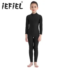 IEFiEL/Детский комбинезон без рукавов с длинными рукавами на молнии для балета, танцев, гимнастики, трико, комбинезон, костюмы для девочек, Одежда для танцев