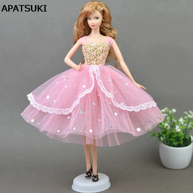 High Quality Romantic Pink Doll Dresses Evening Dress Clothes for Barbie Doll For 1 6 BJD