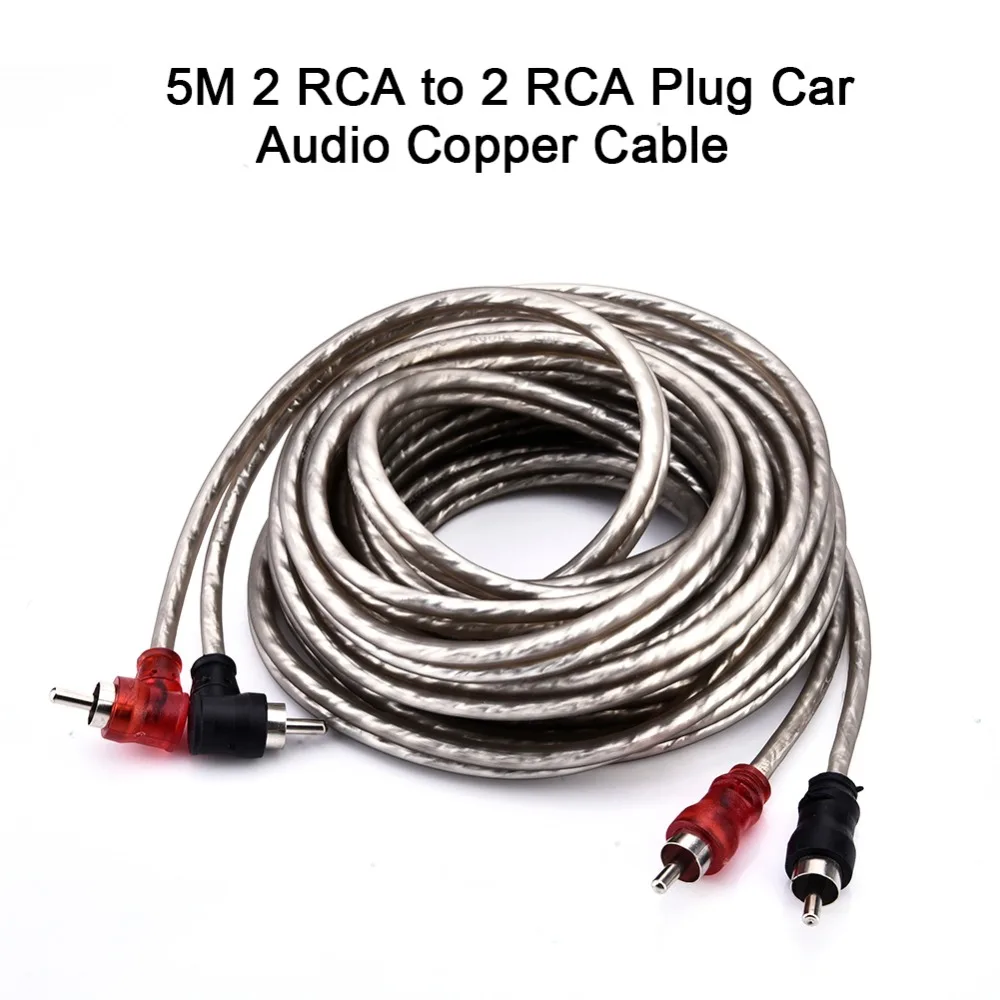 5M Pure Copper Car Audio Amplifier Cable 2RCA To 2RCA Audio Cable Power