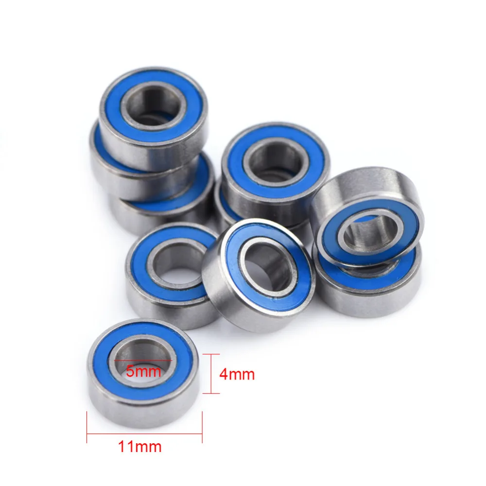 MR115-2RS Ball Bearing 5x11x4mm Miniature Double-shielded Steel Bearing 10Pcs/set