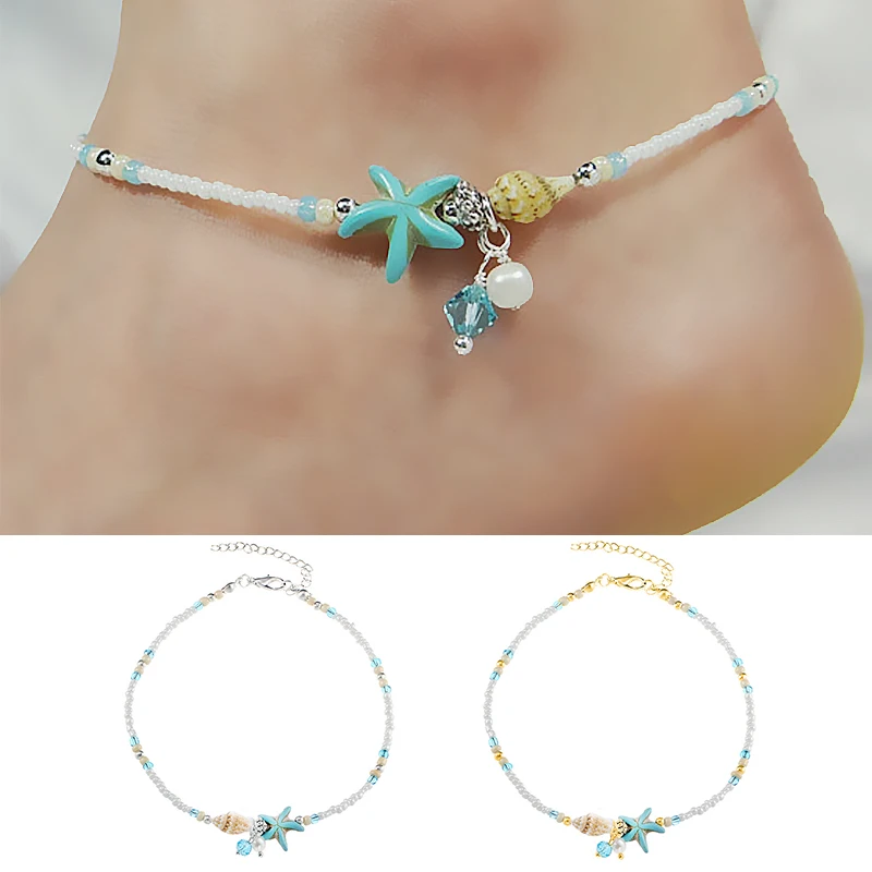 LNRRABC Cute Measle Alloy Anklets Drop Shipping Silvery Golden Conch
