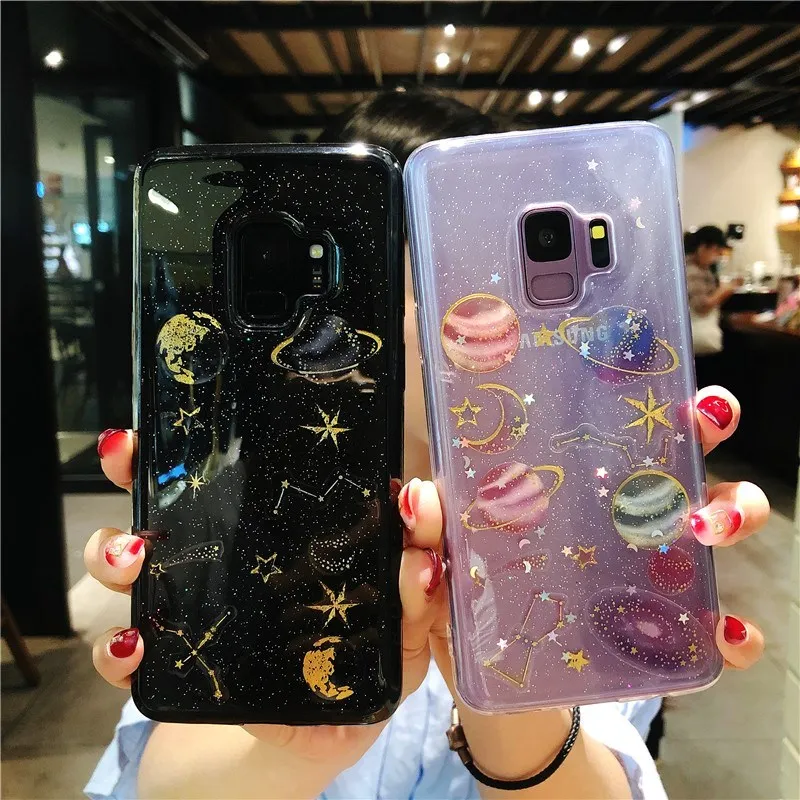 

Shinning Universe Planet Silicon Case For Samsung Galaxy S8 S9 S10 Plus S10e Note 9 8 J4 J6 A7 A9 A6 A8 2018 Moon Star Soft Case