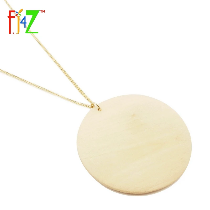 

F.J4Z 2017 New Designer Fashion Trendy Big Wood Circle Pendants Women's Costume Collars Necklaces Jewelry Female Collar Bijoux