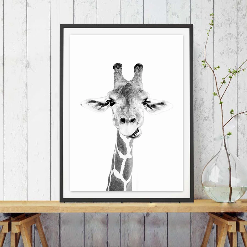 Black And White Giraffe Canvas Art Painting Home Decor