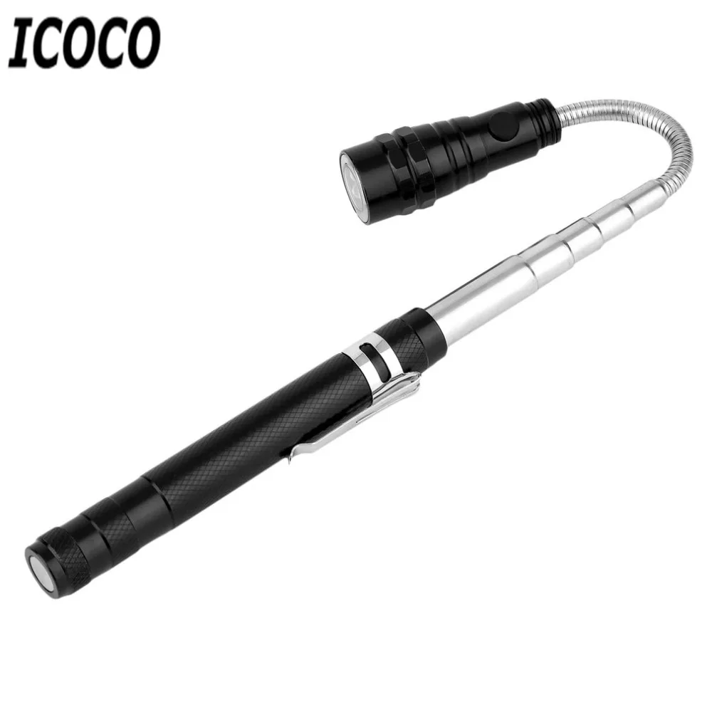 

ICOCO Portable Mulit-Functional Hard Wearing Aluminum Case Telescopic Flexible 3LEDs Torch Flashlight Magnetic Pick Up Tool Lamp