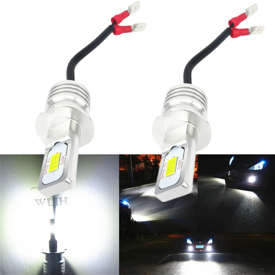 Lâmpadas de Substituição Led para Luzes de Nevoeiro do Carro Wljh Alta Potência Branco 3570 Csp Chip h3 Luzes Diurnas Lâmpadas Drl 2x Dc12v-24 v 4 Farol nebl. carro