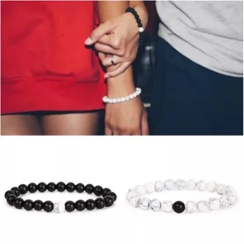 

Nature Stone Beads Charm Bracelets Healing Balance Clearance Bracelet Classic White Black Beads Bracelets Men Women Best Friend