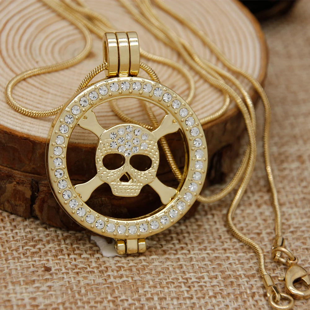 New Jewelry Gold Color Skeleton Shape My Coin with 35mm Coin Holder