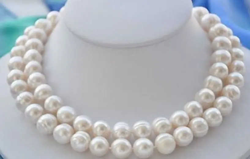 

FREE SHIPPING10-11MM NATURAL BAROQUE SOUTH SEA WHITE PEARL NECKLACE 34