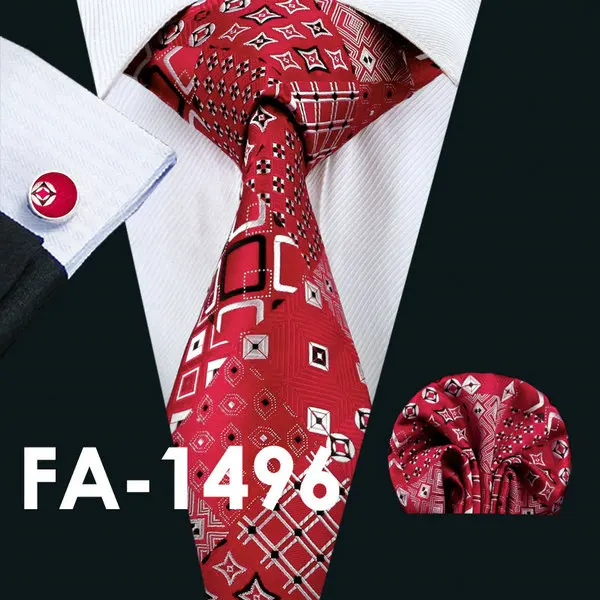 FA1496 Barry. Wang Новое поступление мужской галстук 14 стилей Новинка Шелковый жаккардовый плетеный галстук носовой платок запонки набор для бизнес свадьбы - Цвет: FA1496