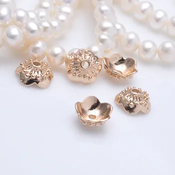 

10PCS 9MM 24K Champagne Gold Color Plated Brass Plum Flower Beads Caps Tassel Caps High Quality Diy Jewelry Accessories