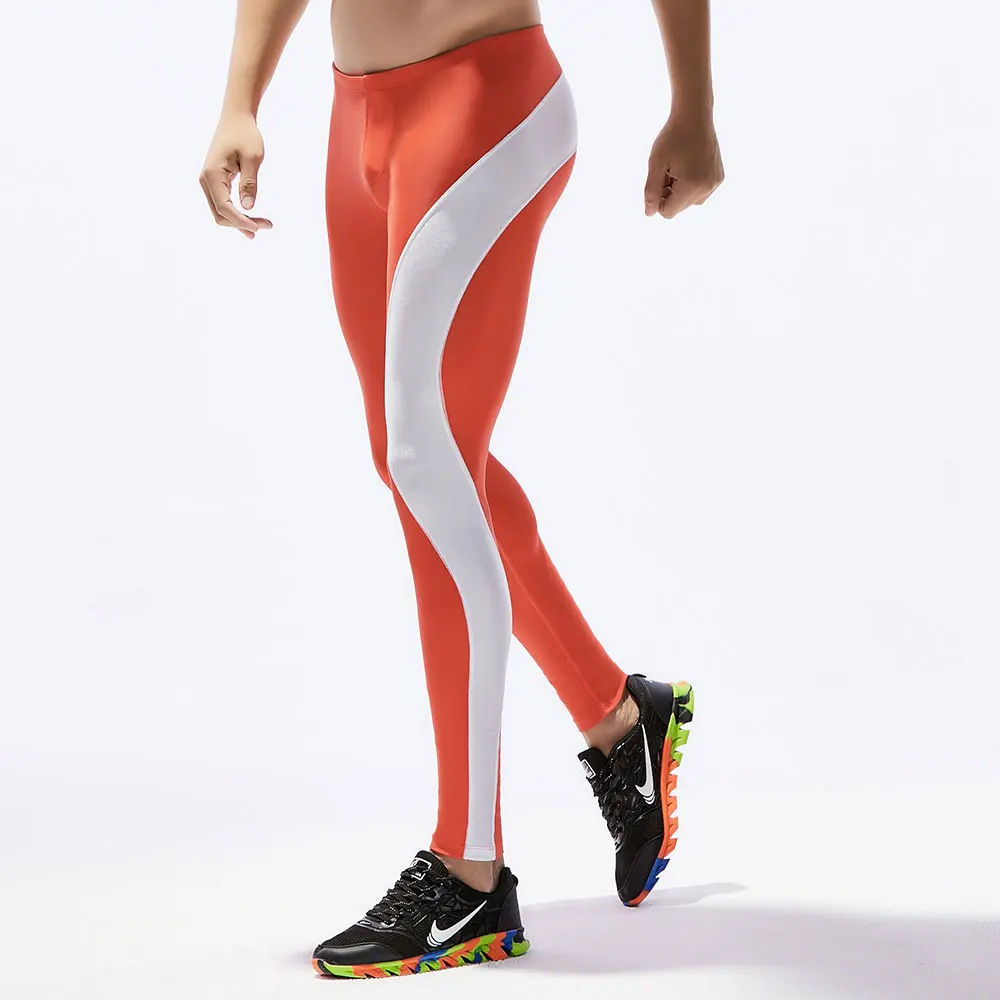 Мужские длинные штаны для бега, гимнастические спортивные брюки, обтягивающие спортивные Леггинсы, базовый слой, штаны для фитнеса, бега, трико, одежда для фитнеса - Цвет: red
