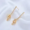 (116)4PCS 27MM 35MM 24K Gold Color Plated Brass Long Line with Knot Stud Earrings High Quality DIY Jewelry Making Findings ► Photo 2/6